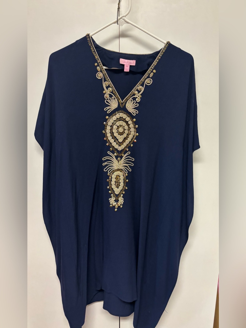 Lilly Pulitzer Navy Tunic with Gold Embellished V-Neck